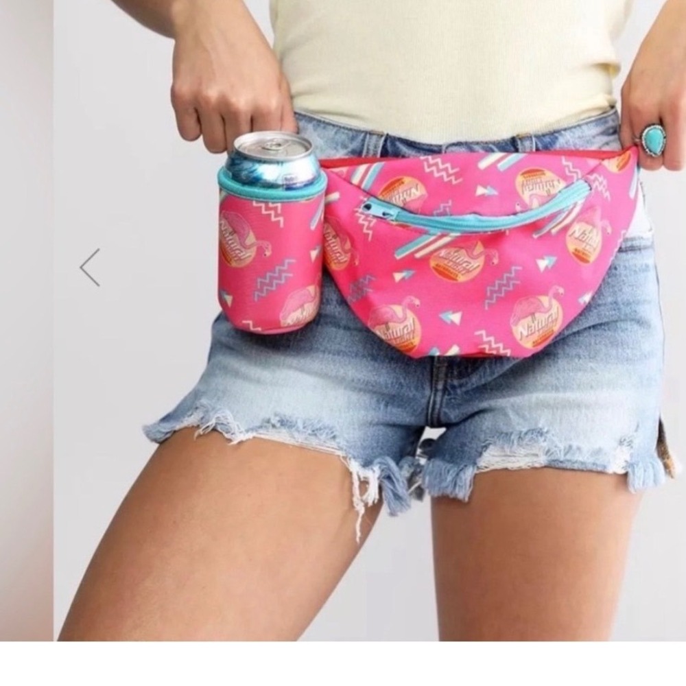 Pink Flamingo Fanny Pack‎ with Can Cooler